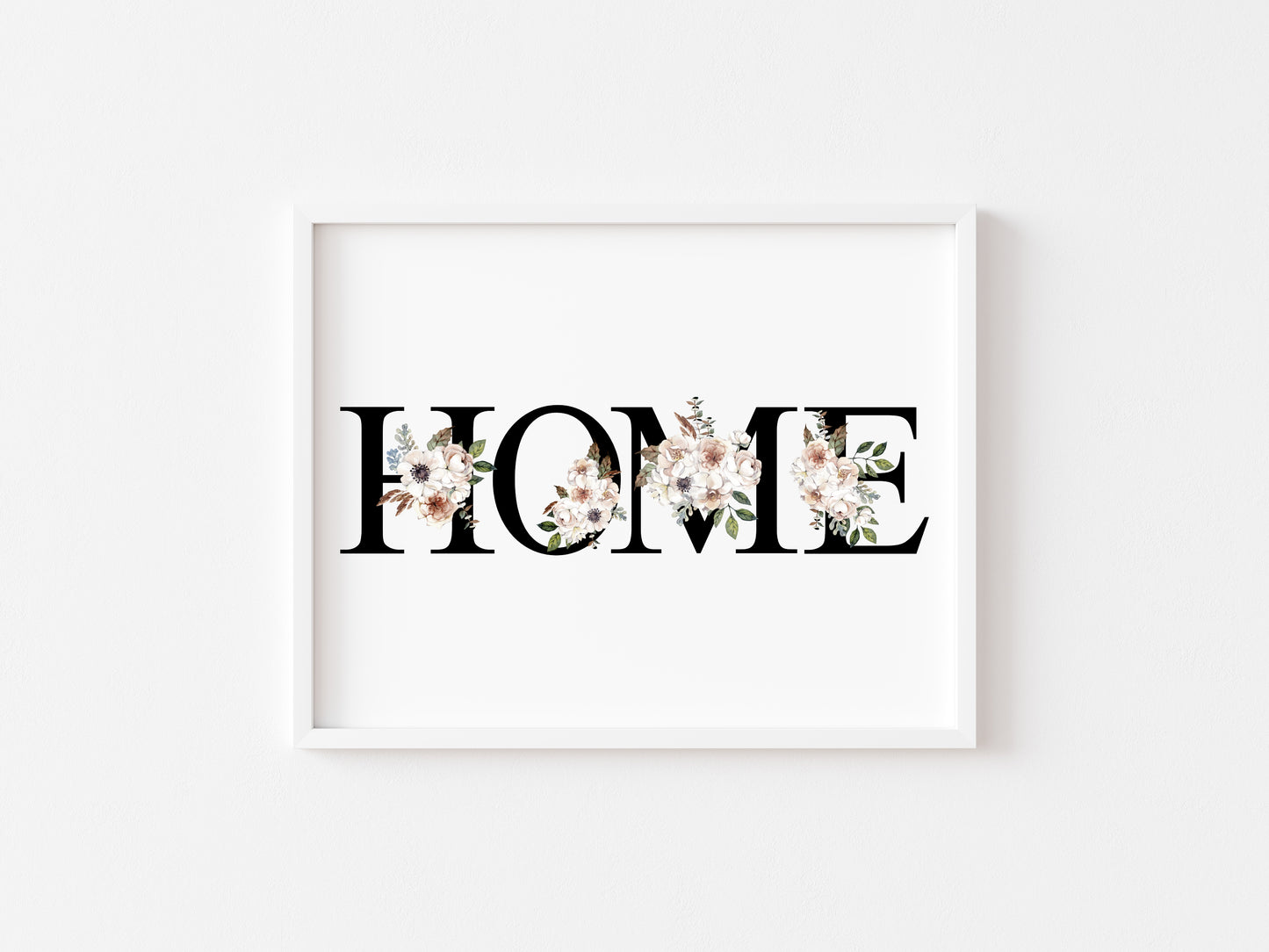 Home sweet home (or just home) black and cream botanical unframed print