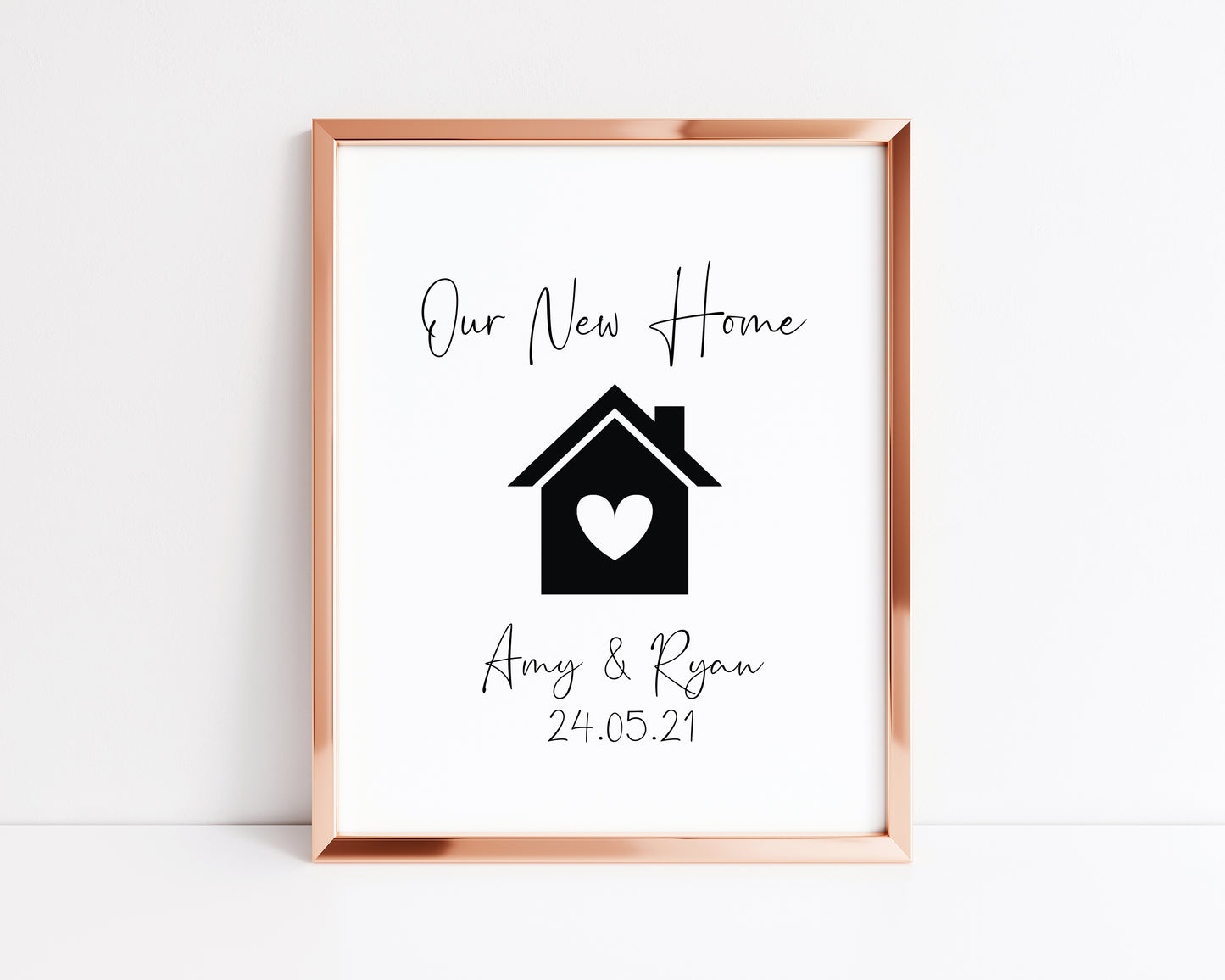 Our FIRST/NEW home, house heart print, personalised with names and or dates couples wall art new home gift unframed poster print