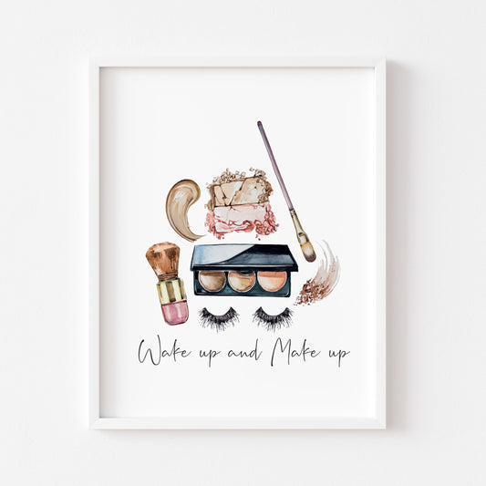 Wake up and make up watercolour illustration unframed print