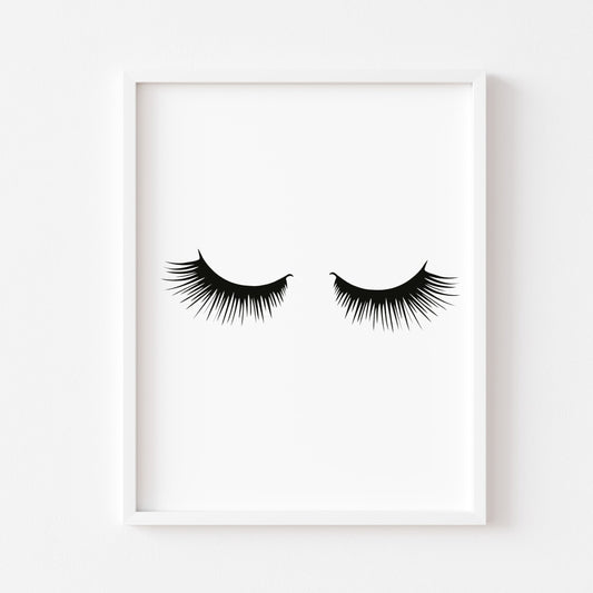 Black eyelashes illustration drawing fashion dressing room wall art unframed poster print