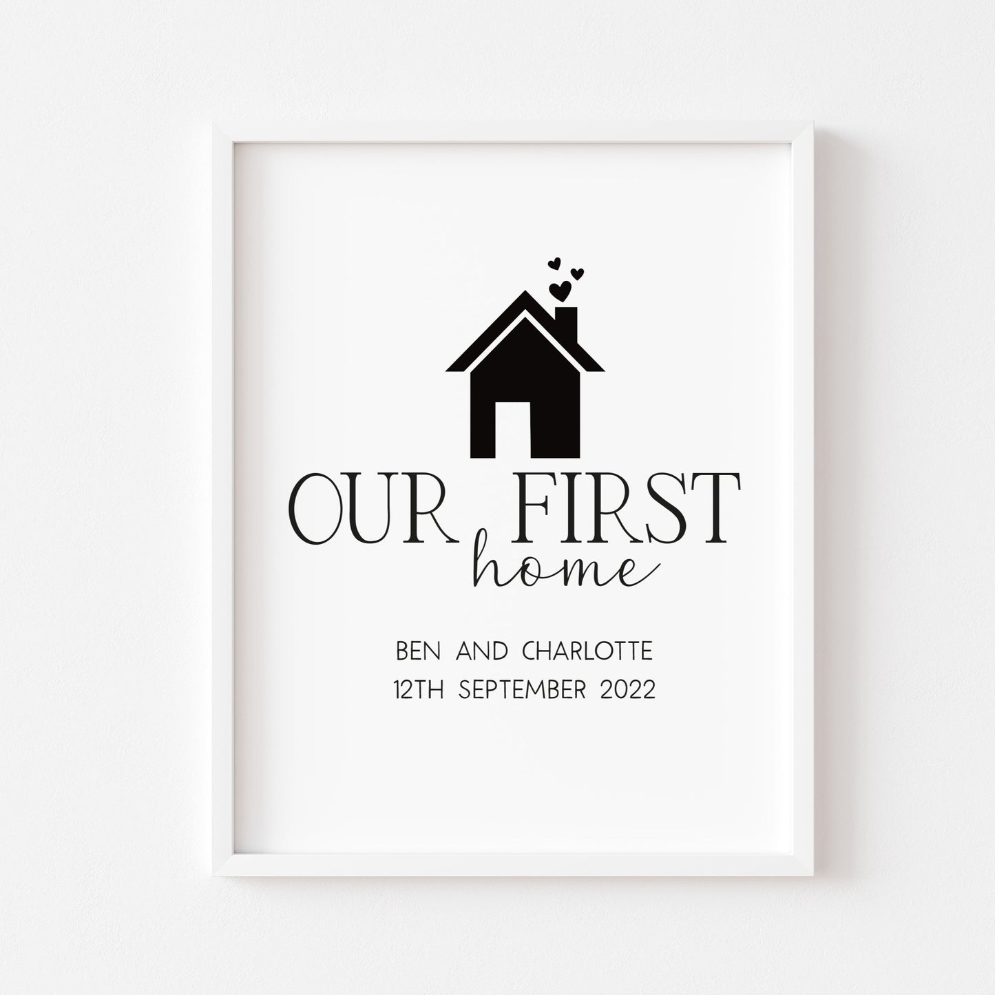 Our FIRST/NEW home, house print, personalised with names and or dates couples wall art new home gift unframed poster print