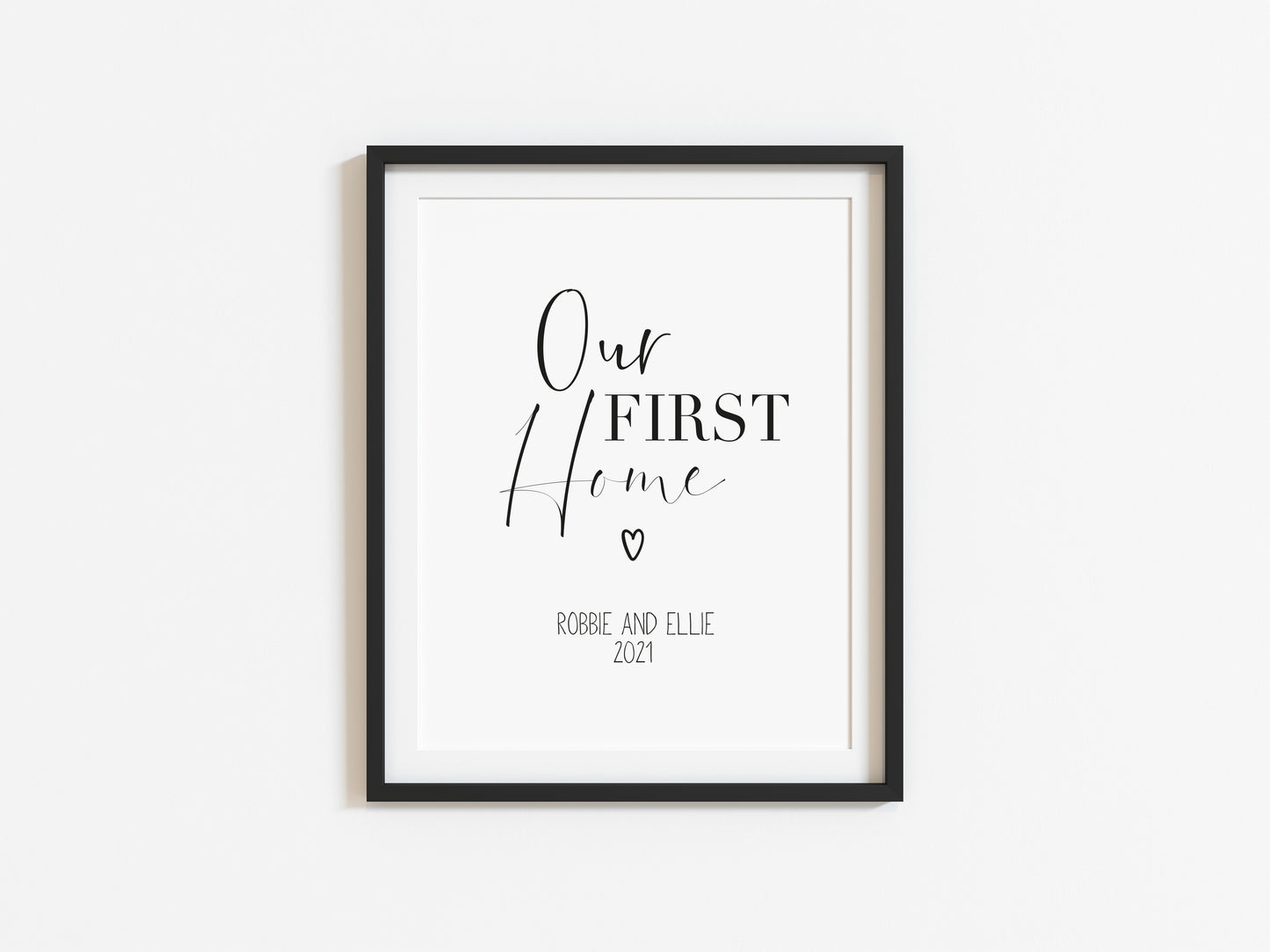 Our FIRST/NEW home, personalised with names and or dates bedroom, couples wall art unframed poster print