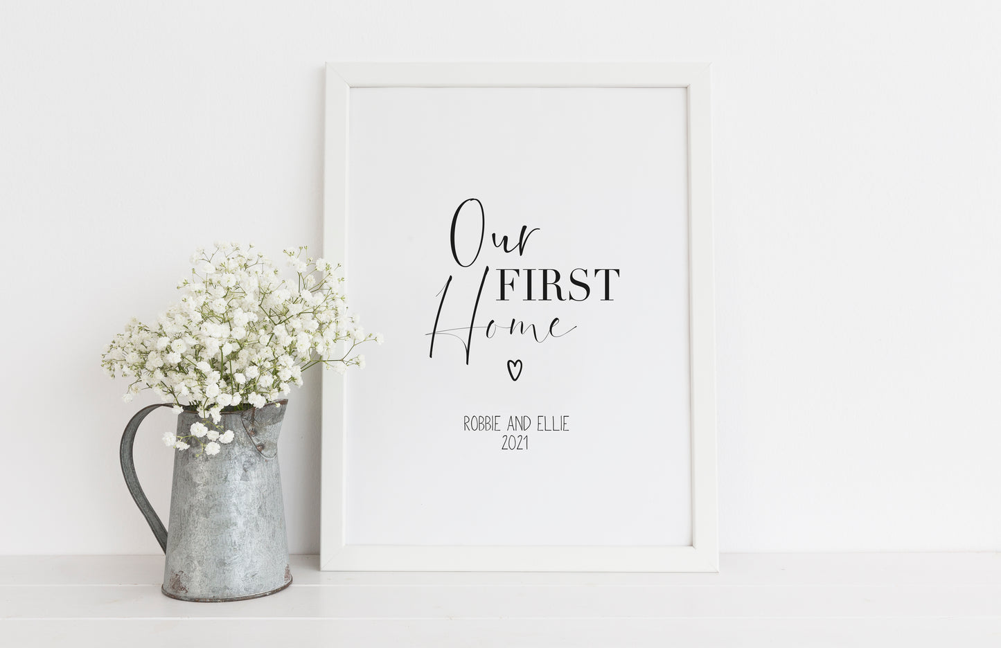 Our FIRST/NEW home, personalised with names and or dates bedroom, couples wall art unframed poster print