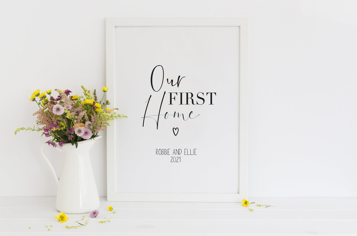 Our FIRST/NEW home, personalised with names and or dates bedroom, couples wall art unframed poster print