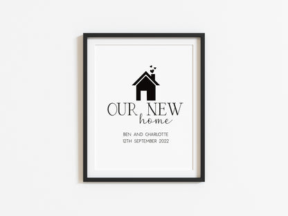 Our FIRST/NEW home, house print, personalised with names and or dates couples wall art new home gift unframed poster print