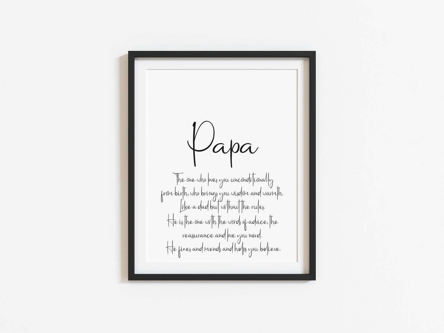 Grandad, Papa, Grandpa definition typography unframed wall art poster print