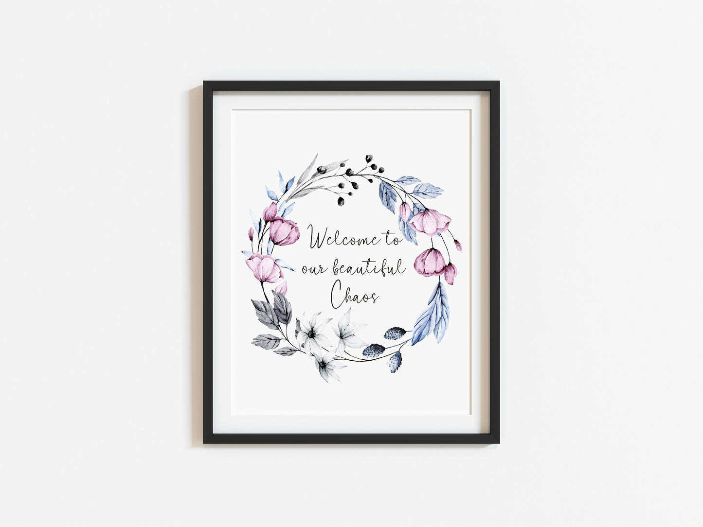 Welcome to our beautiful chaos purple/blue floral wreath unframed wall art poster print