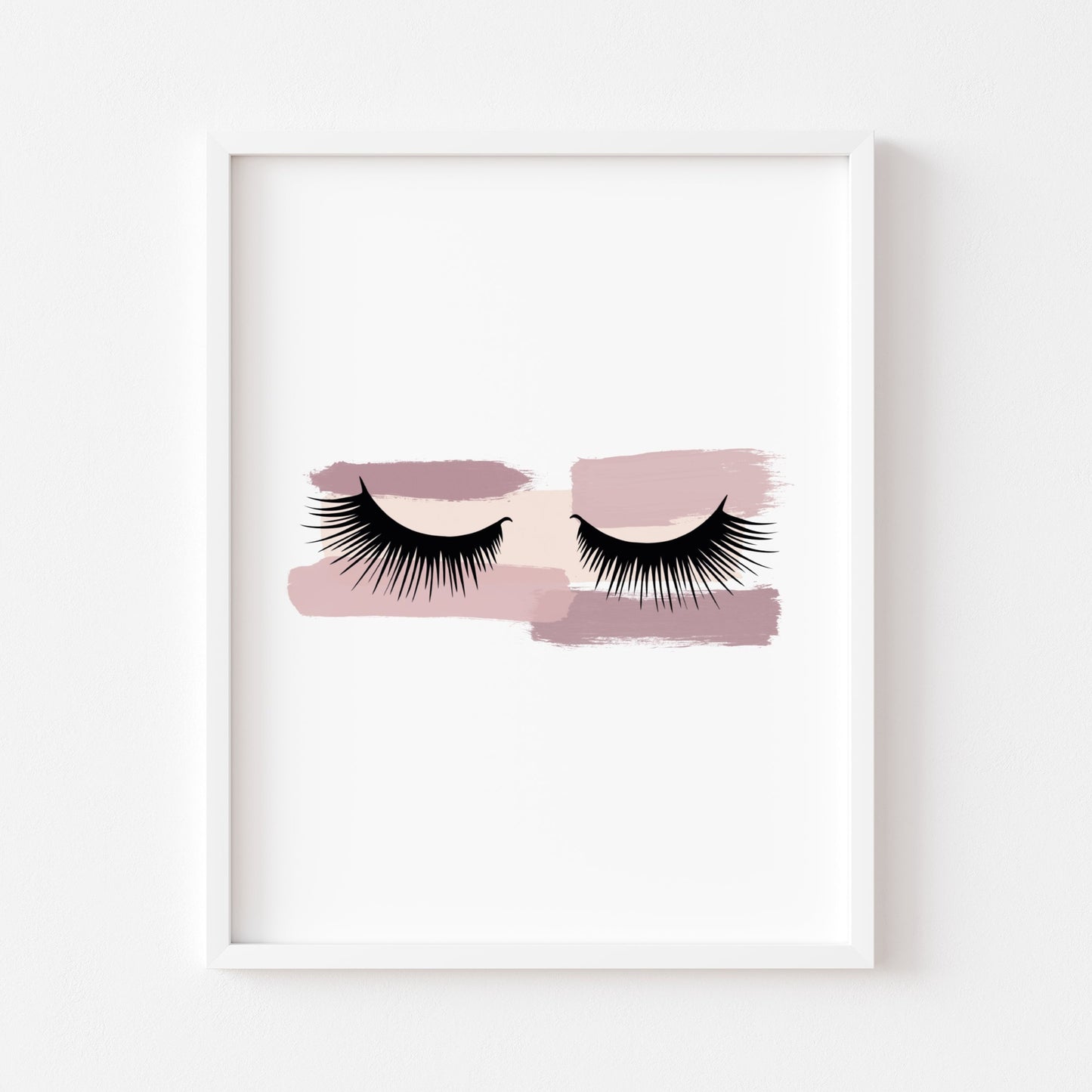 Pink smudge watercolour eyelashes portrait unframed print