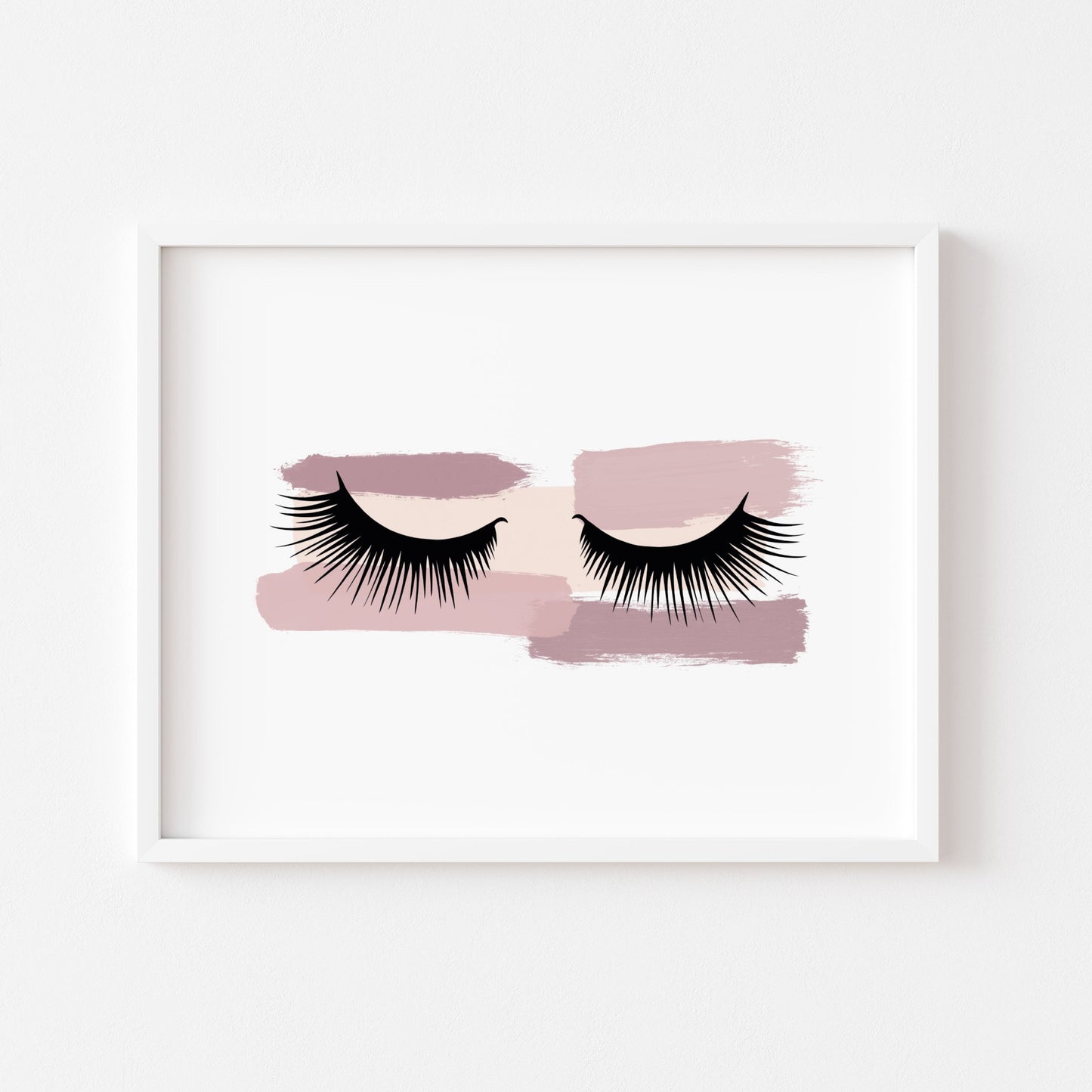 Pink smudge watercolour eyelashes landscape unframed print