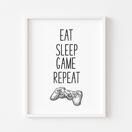 Eat sleep game PS4 illustration style unframed print