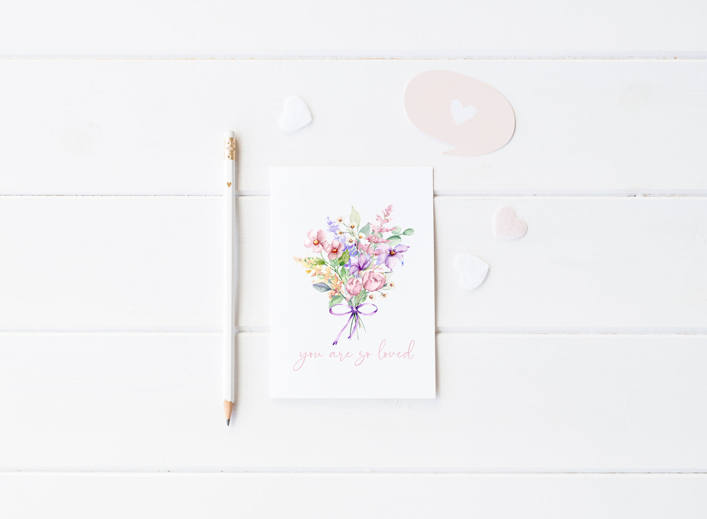 You are so loved purple pink watercolour wildflower bouquet unframed wall art poster print