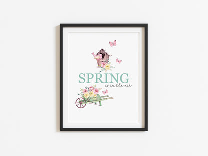 Spring is in the air, green floral spring wall art illustration seasonal unframed poster print