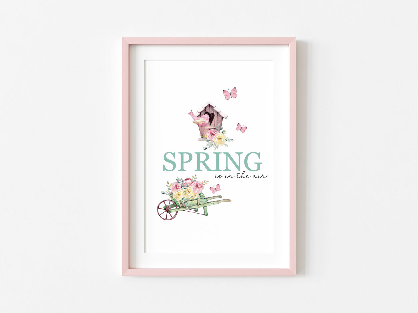 Spring is in the air, green floral spring wall art illustration seasonal unframed poster print