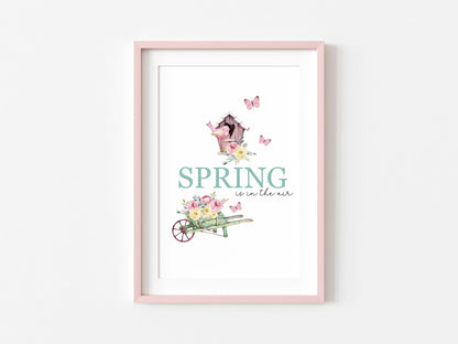 Spring is in the air, green floral spring wall art illustration seasonal unframed poster print