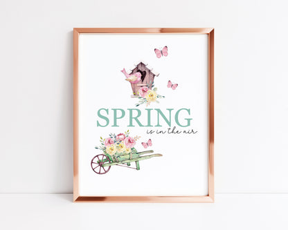 Spring is in the air, green floral spring wall art illustration seasonal unframed poster print