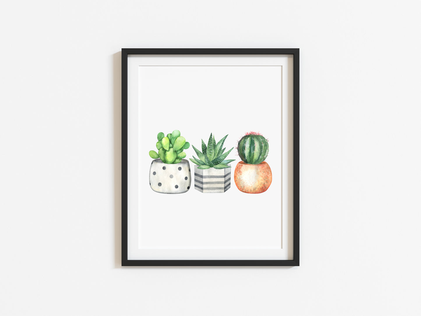 Succulents funky cactus plants watercolour illustration unframed wall art poster print