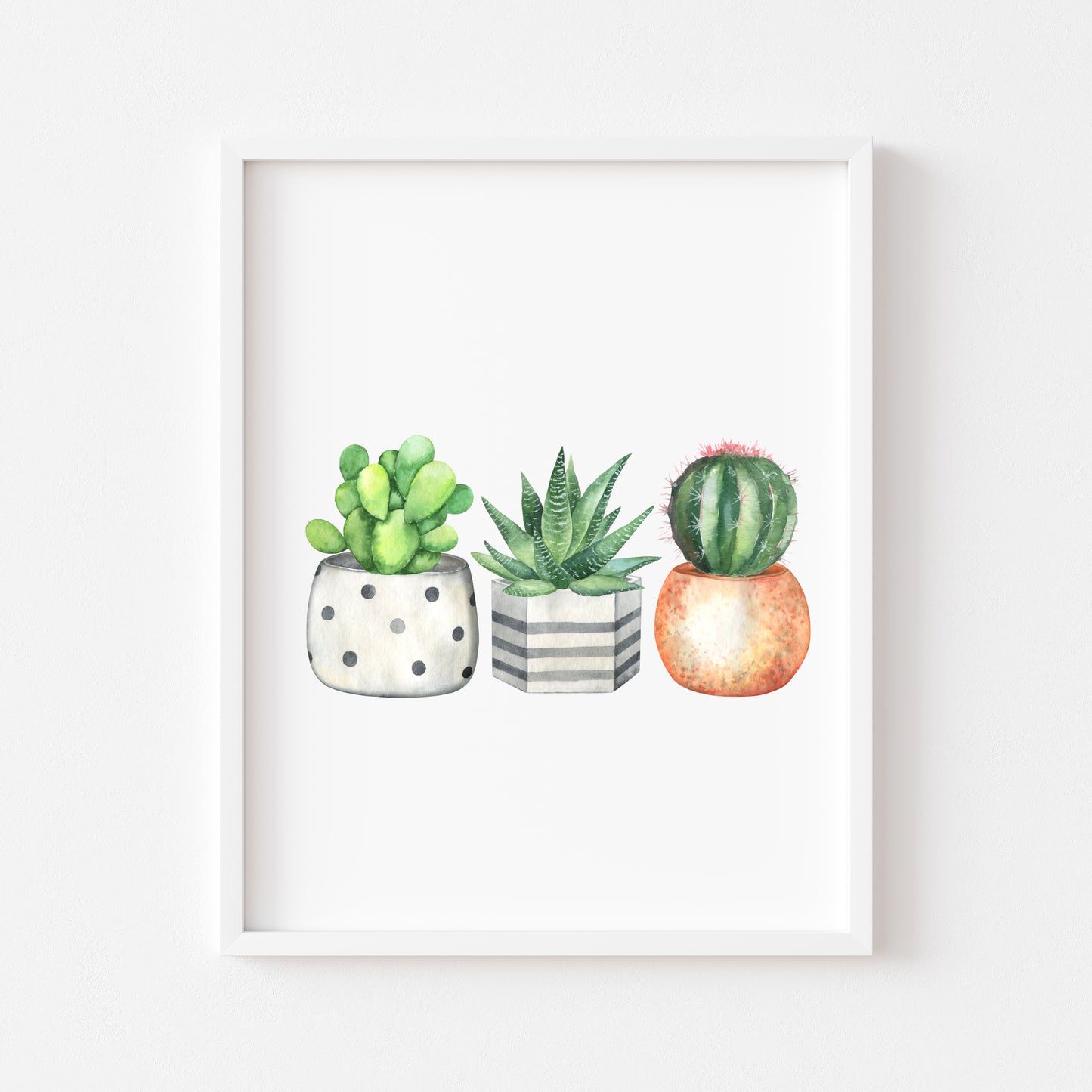 Succulents funky cactus plants watercolour illustration unframed wall art poster print