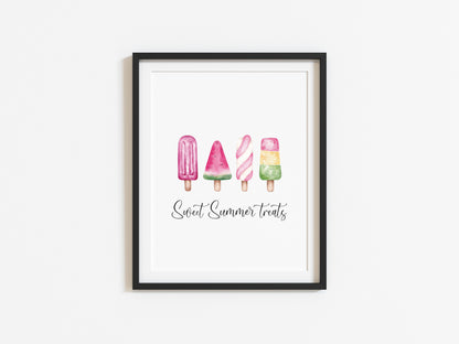 Ice lollies, sweet summer treats fun illustration unframed wall art poster print