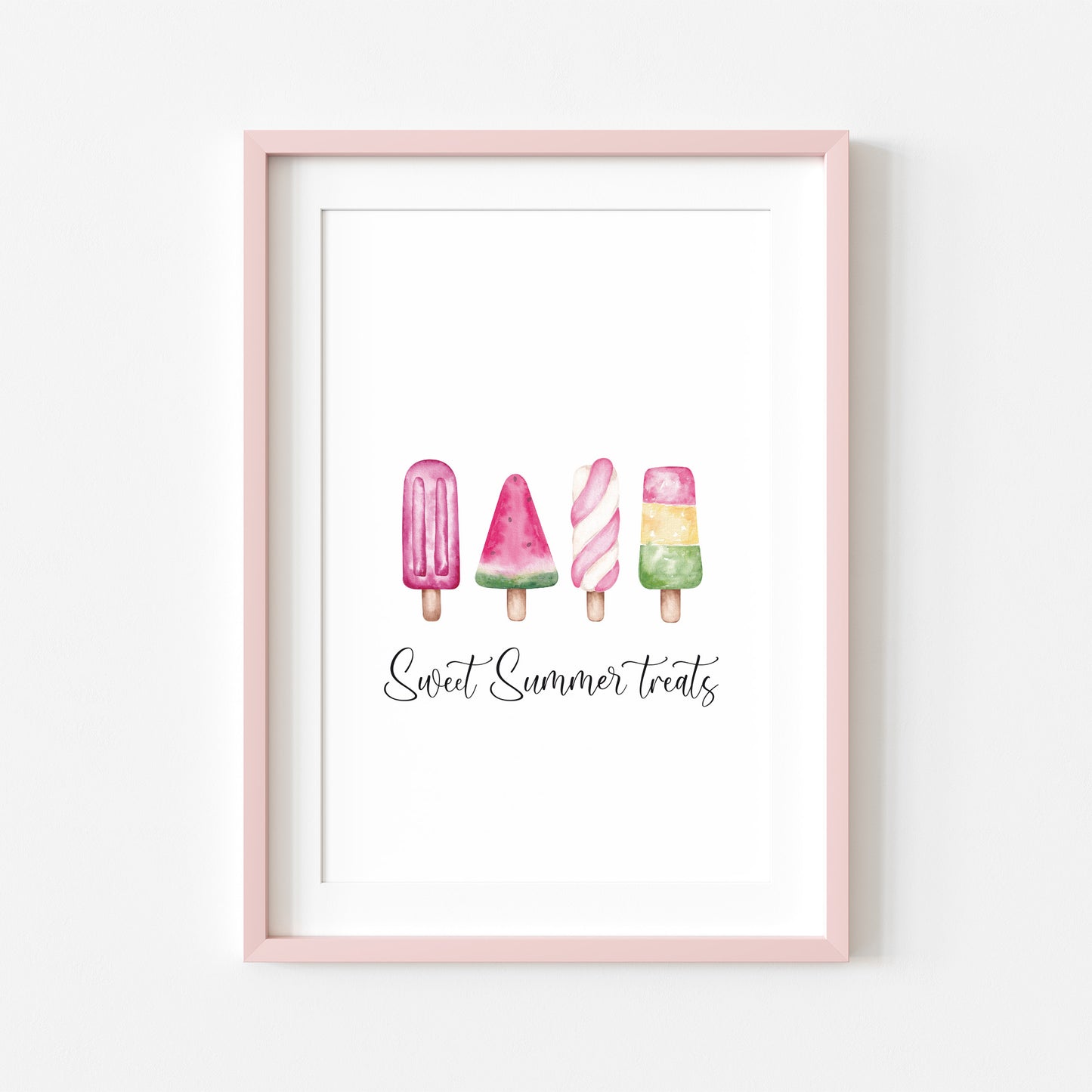 Ice lollies, sweet summer treats fun illustration unframed wall art poster print