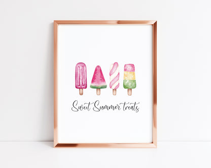 Ice lollies, sweet summer treats fun illustration unframed wall art poster print