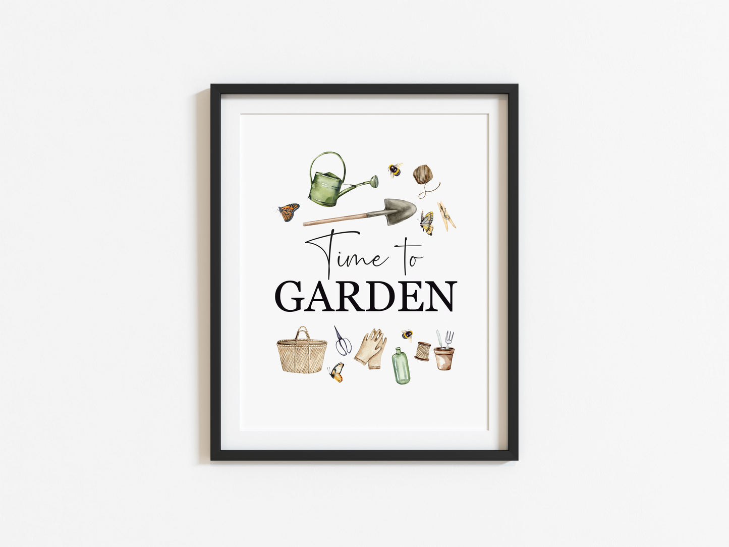 Time to garden watercolour spring summer gardening illustration unframed wall art poster print