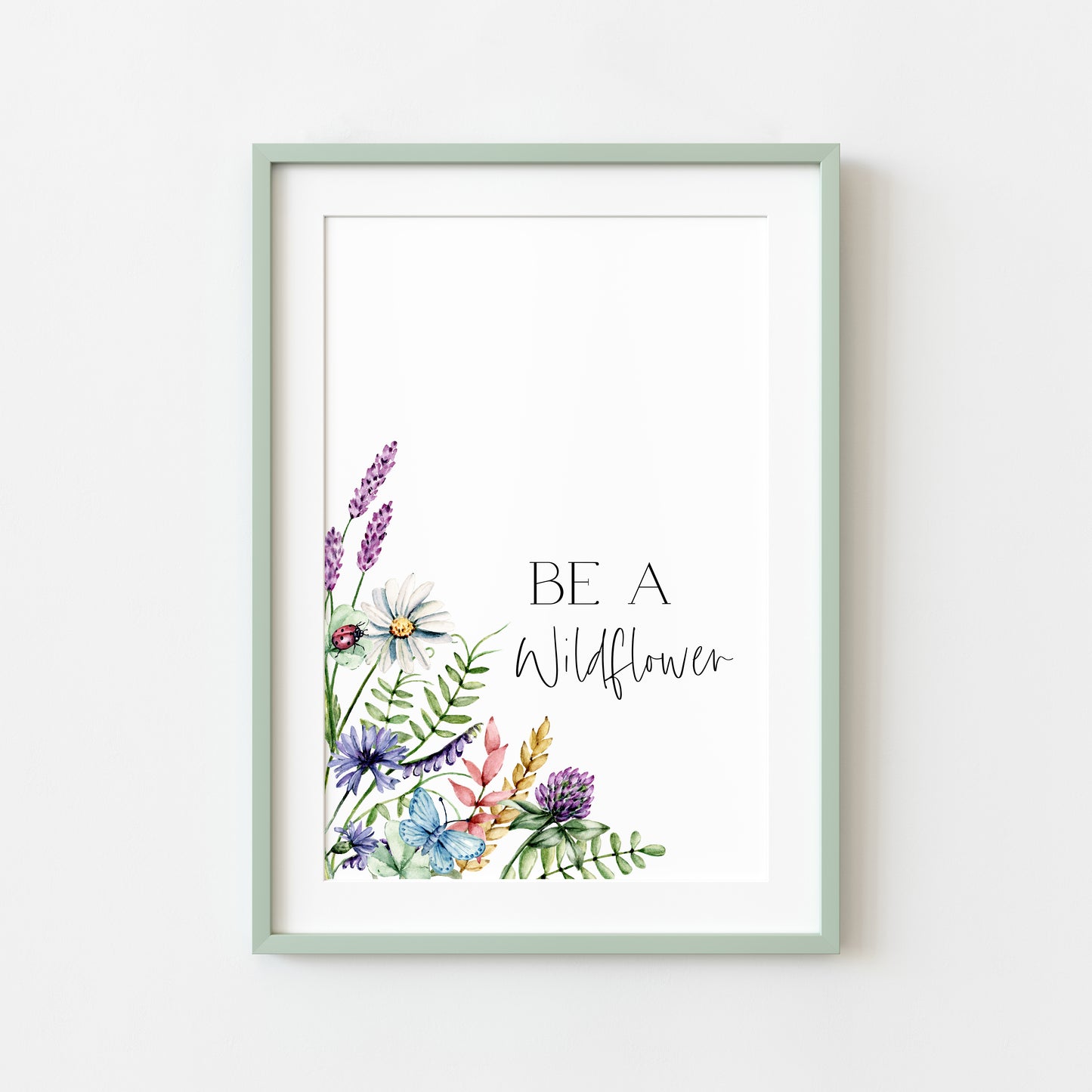 Be a wildflower purple pink watercolour wildflower bouquet unframed wall art poster print