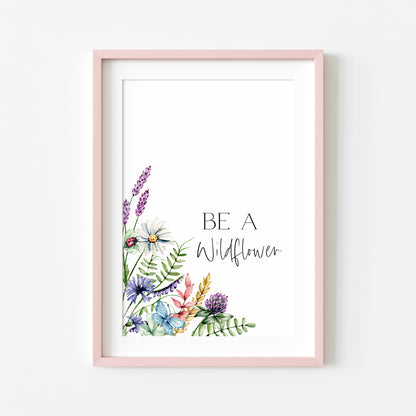 Be a wildflower purple pink watercolour wildflower bouquet unframed wall art poster print