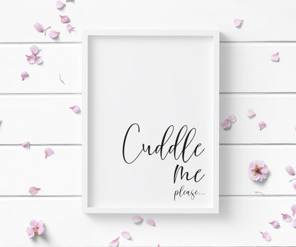 Cuddle me please bedroom, guest room, couples love typography unframed wall art poster print