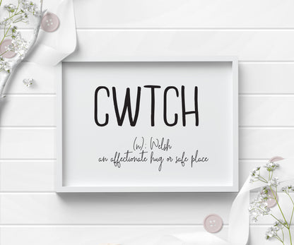 CWTCH cuddle welsh typography definition unframed wall art poster print