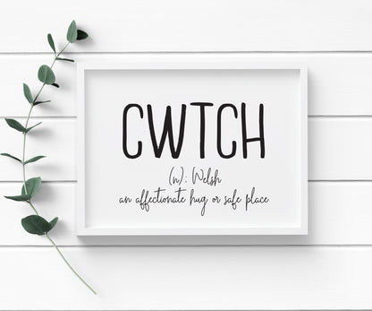 CWTCH cuddle welsh typography definition unframed wall art poster print