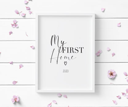 My first home heart with date unframed print