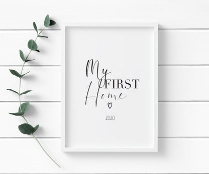 My first home heart with date unframed print