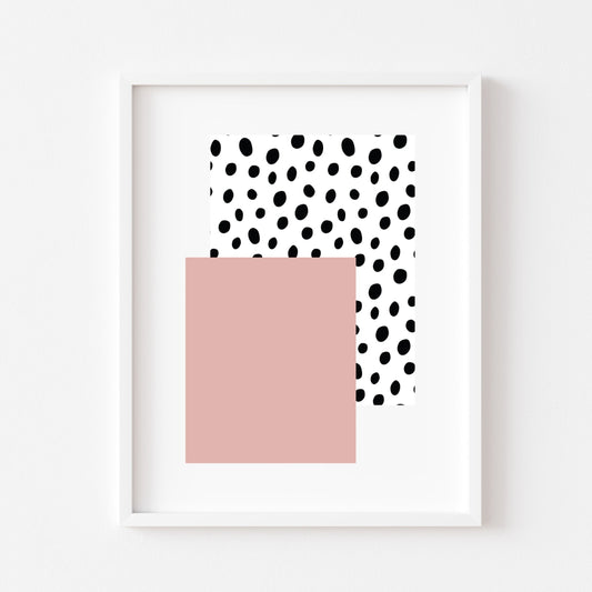 Spotty Dalmatian pink block unframed print