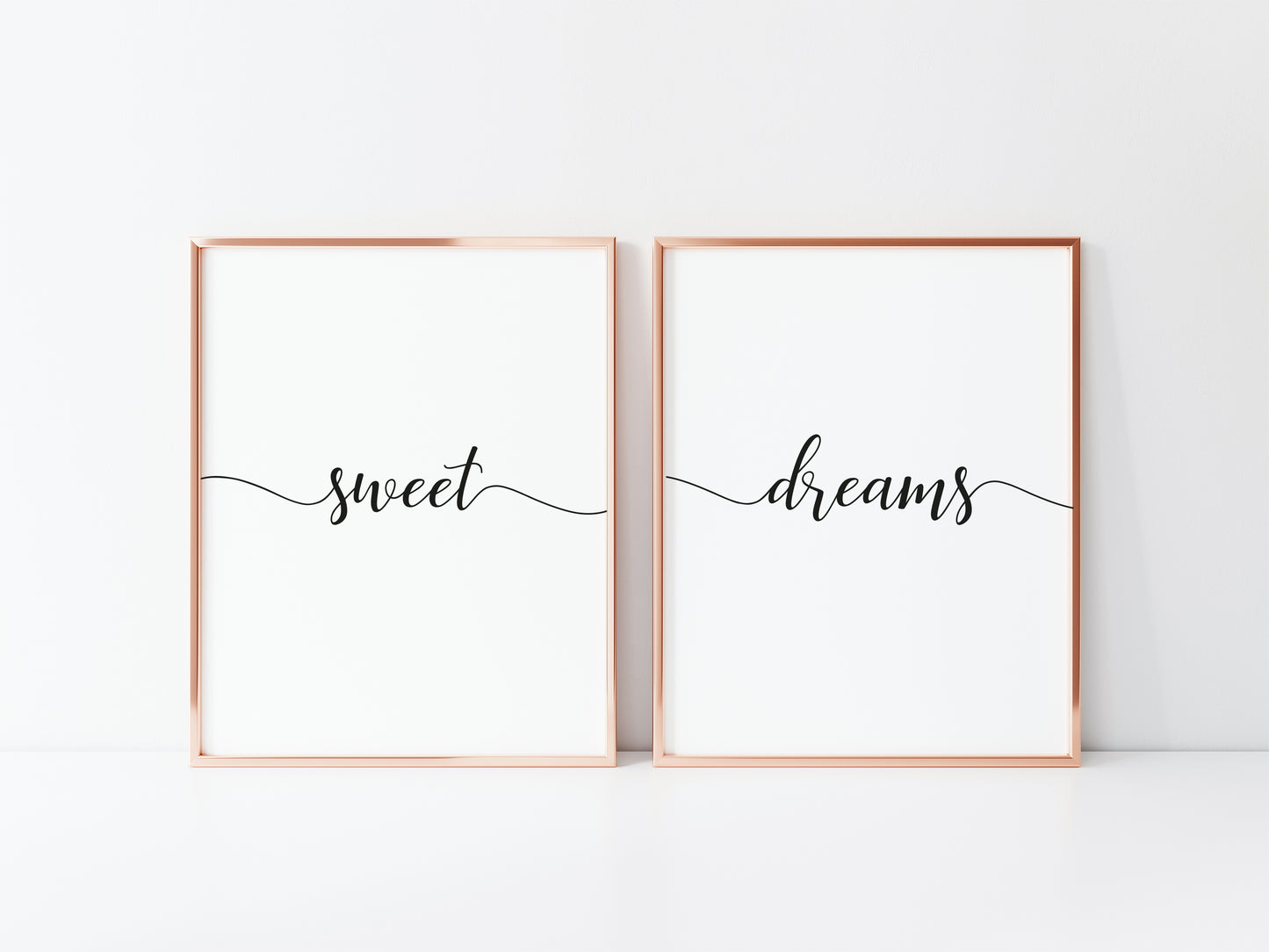 Set of 2 swirly sweet dreams calligraphy style unframed prints